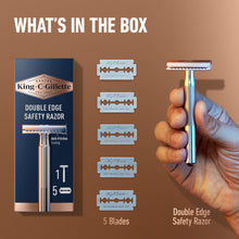 Load image into Gallery viewer, King C. Gillette Safety Razor Chrome Handle + 5 Platinum Double Edge Blades,16pk
