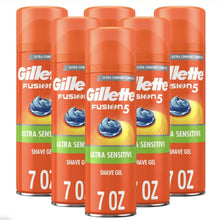 Load image into Gallery viewer, Gillette Fusion5 Ultra Sensitive Shave Gel, 7oz (Pack of 6)