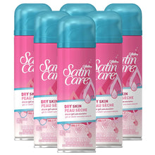 Load image into Gallery viewer, Gillette Satin Care Dry Skin Shave Gel for Women, 6 Count, 7oz Each, Infused with Shea Butter for a Comfortable Shave