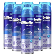 Load image into Gallery viewer, Gillette Series 3X Moisturizing Shave Gel, 6 Count, 7oz Each, Lubrication to Protect Against Irritation, Blue-White, 7 Ounce (Pack of 6)
