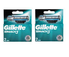 Load image into Gallery viewer, Gillette Mach3 Razor Blade Refill ,Manual Razor Men , 4 count (2 Packs of 2)