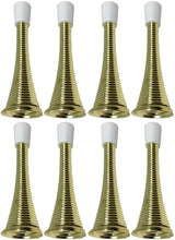 Load image into Gallery viewer, Litepak Spring Door Stop 3" Premium Heavy Duty Stopper Steel w/Plastic Bumper (Brass Plated, 8 Pack)