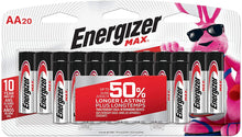 Load image into Gallery viewer, Energizer AA Batteries Double A MAX Alkaline Battery 20 Count
