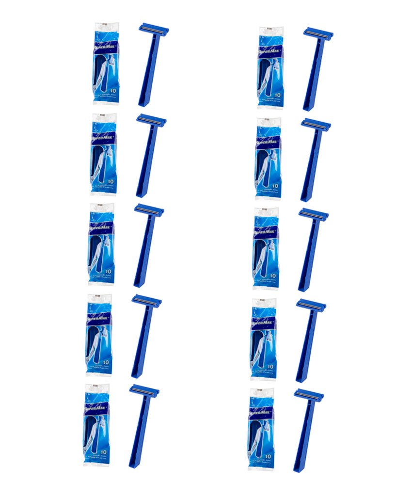 Super Max Men's Disposable Razors Twin Blade Shavers (10pk x 10= 100 Razors)