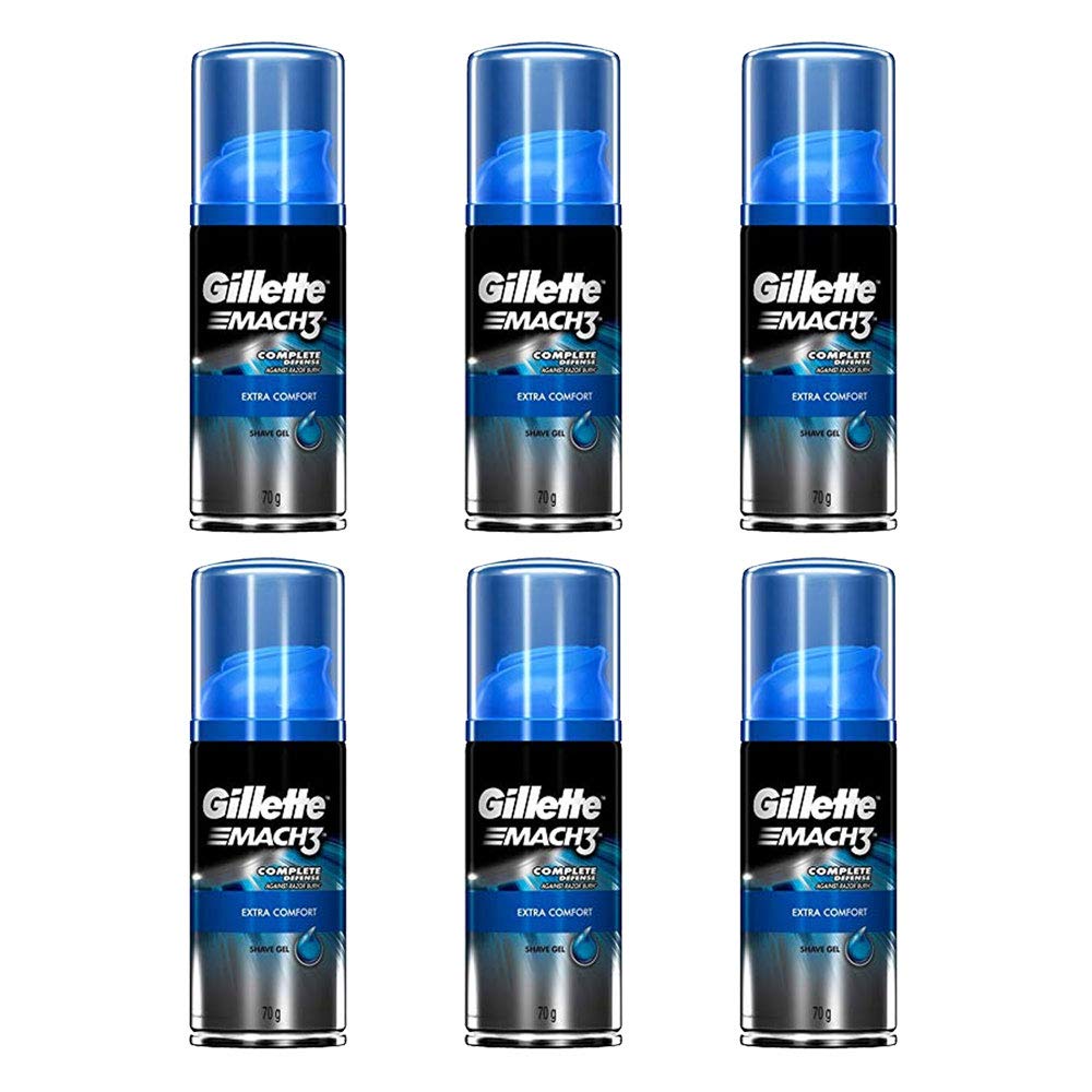 Gillette Mach3 Extra Comfort Travel Size Shave Gel 2.5oz (6-Pack)