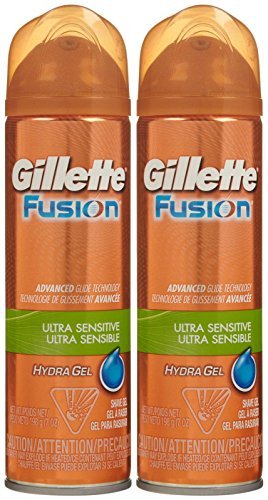 Gillette Fusion5 Hydra Gel Ultra Sensitive Shave Gel, 7 oz (Pack of 2)