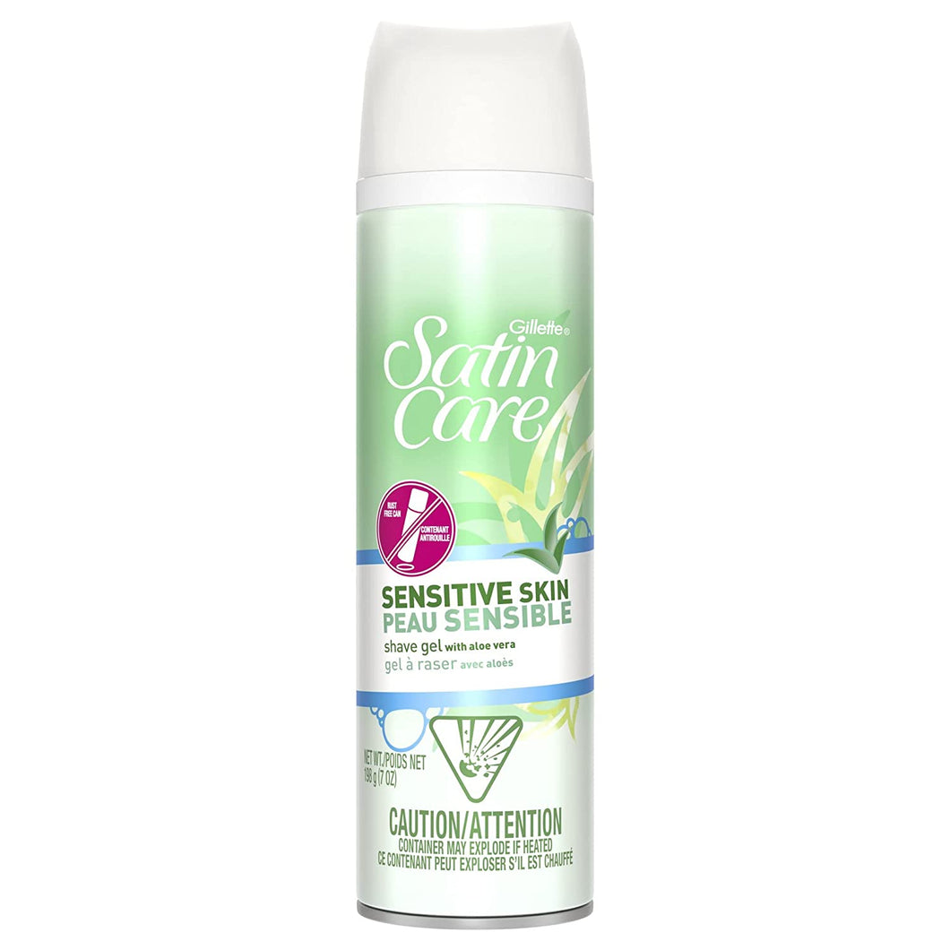 Gillette Satin Care Shave Gel Sensitive Skin 7 oz (Pack of 9)