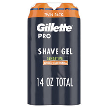 Load image into Gallery viewer, Gillette PRO Shaving Gel For Men Cools To Soothe Skin And Hydrates Facial Hair, TWIN PACK - Total 14oz, ProGlide Sensitive 2 in 1 Shave Gel
