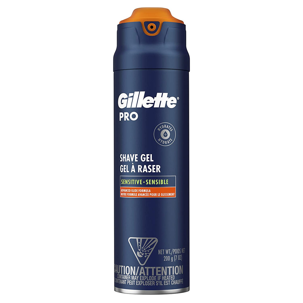Gillette PRO Shaving Gel For Men Cools To Soothe Skin And Hydrates Facial Hair, 7oz, ProGlide Sensitive 2 in 1 Shave Gel