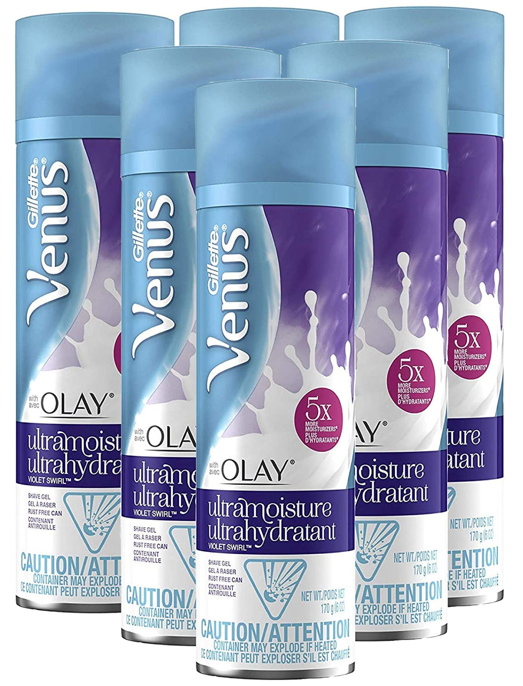 Venus Gillette with Olay UltraMoisture Womenââ‚¬â„¢s Shave Gel, Violet Swirl, 36 Oz, 6 Ounce (Pack of 6)