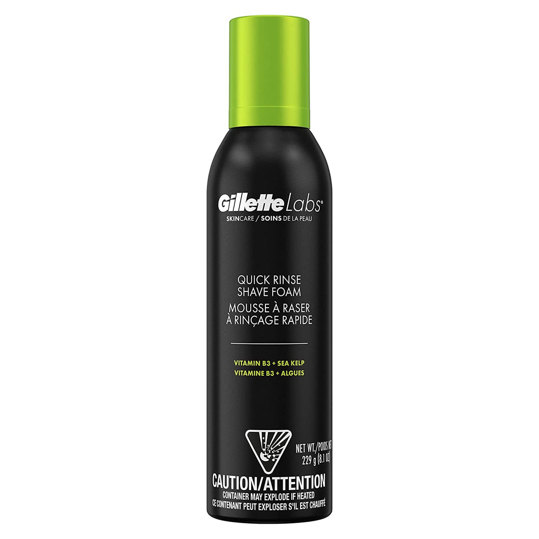 Gillette Quick Rinse Lightweight Shave Foam for Men by GilletteLabs, Shaving Foam that Helps Protect the Skin, 8.1 OZ