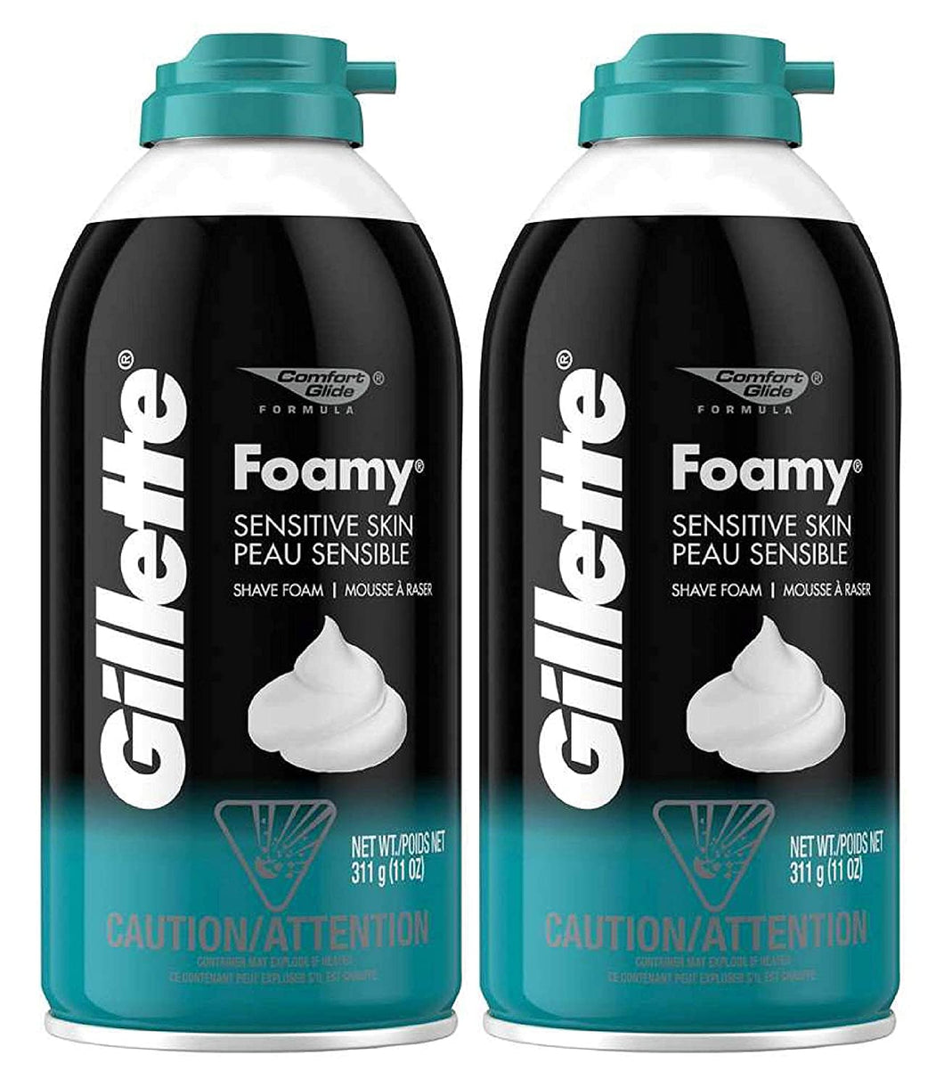 Gillette Foamy Shave Foam Sensitive 11 Ounce (325ml) (2 Pack)