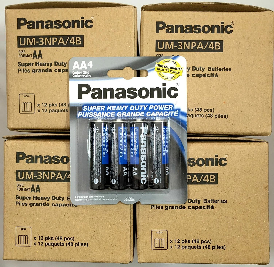 192PC Panasonic AA Batteries Super Heavy Duty Power Carbon Zinc Double A Battery