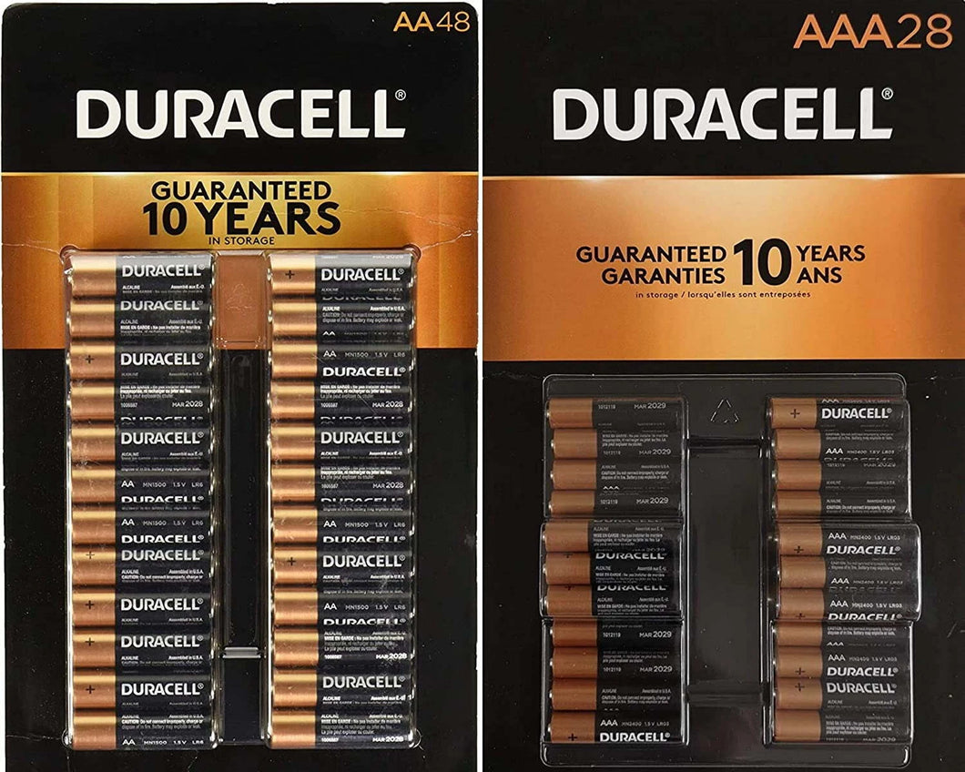 Duracell CopperTop Alkaline Batteries - 48 AA Batteries & 28 AAA Batteries