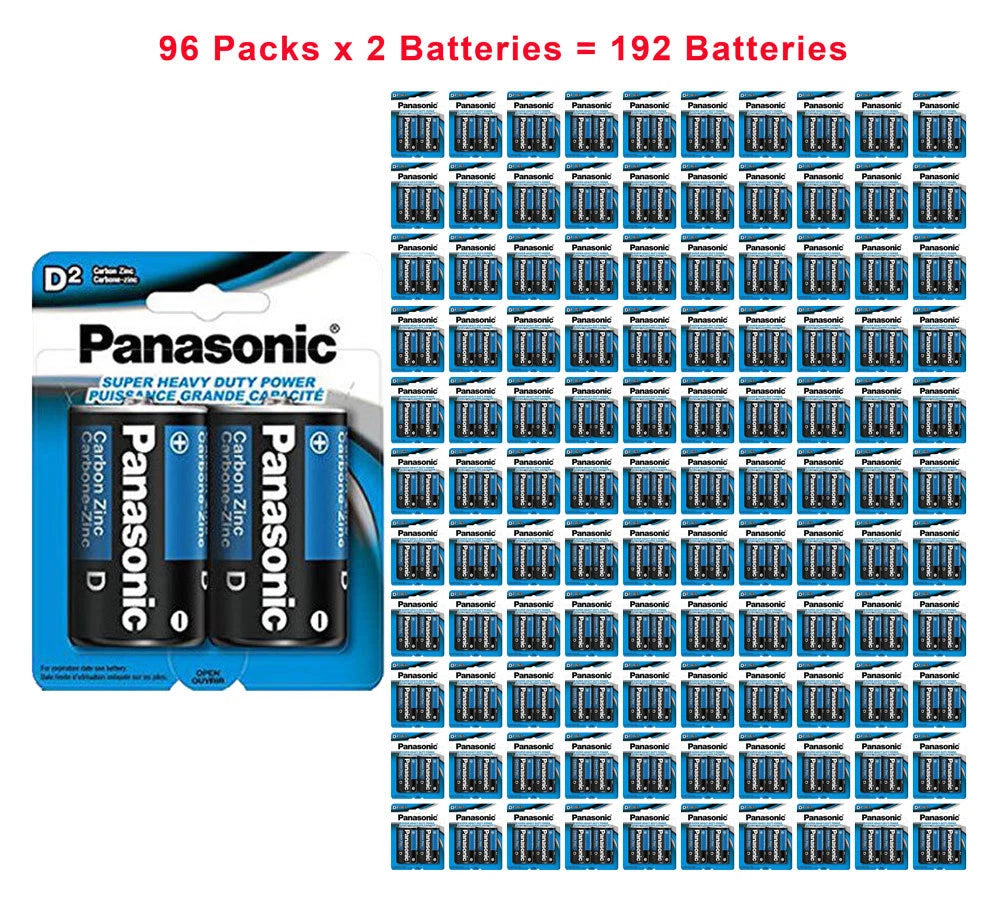 192x Panasonic Size D Batteries Super Heavy Duty Zinc Carbon Fresh Wholesale USA