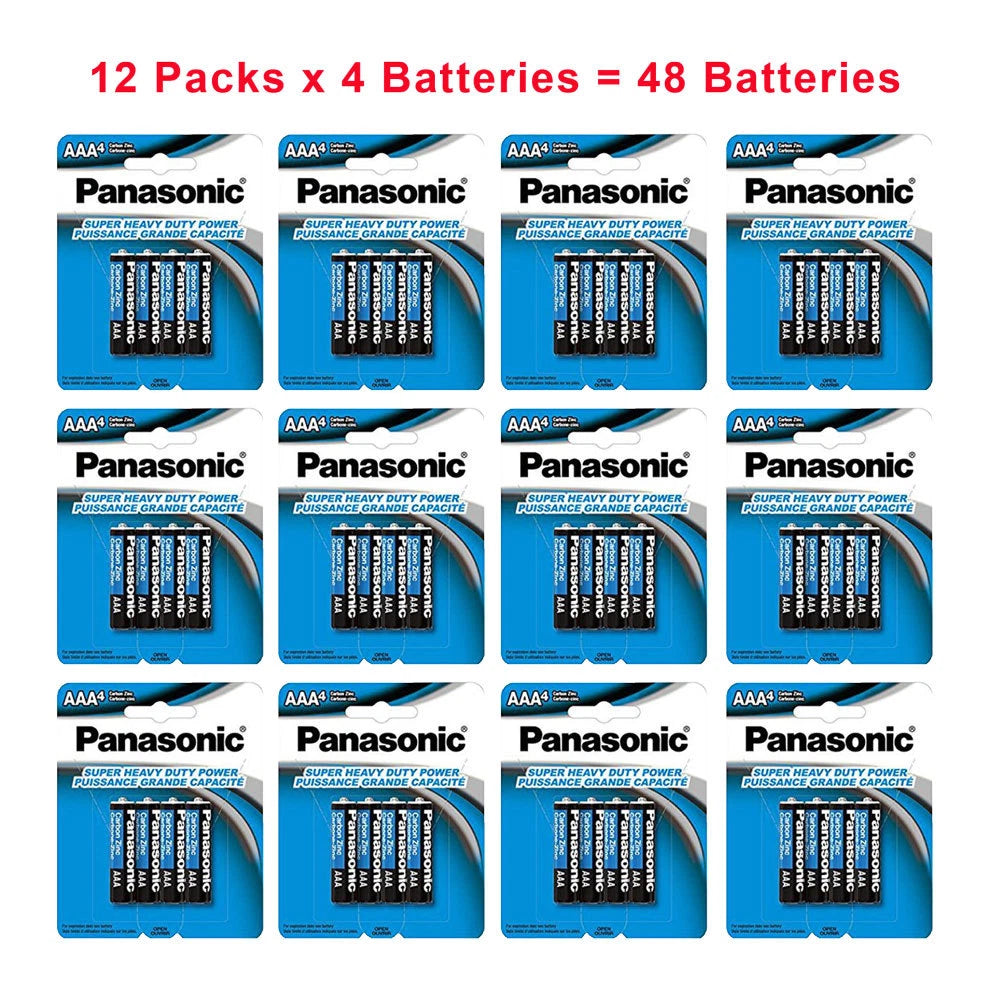 48-Pack Panasonic AAA Batteries Super Heavy Duty Carbon Zinc Retail USA