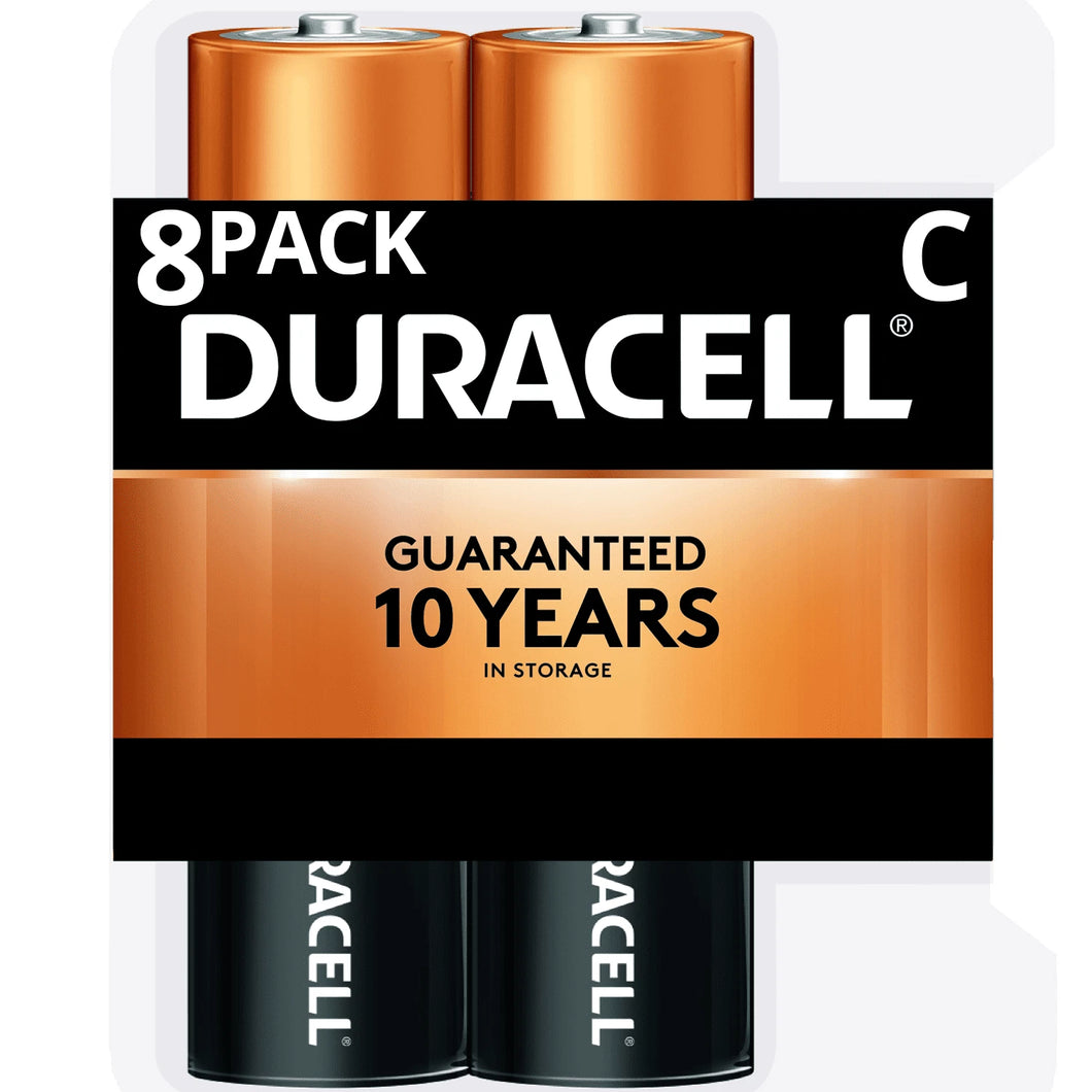 Duracell Coppertop C Battery, Long Lasting C Batteries, 8 Pack