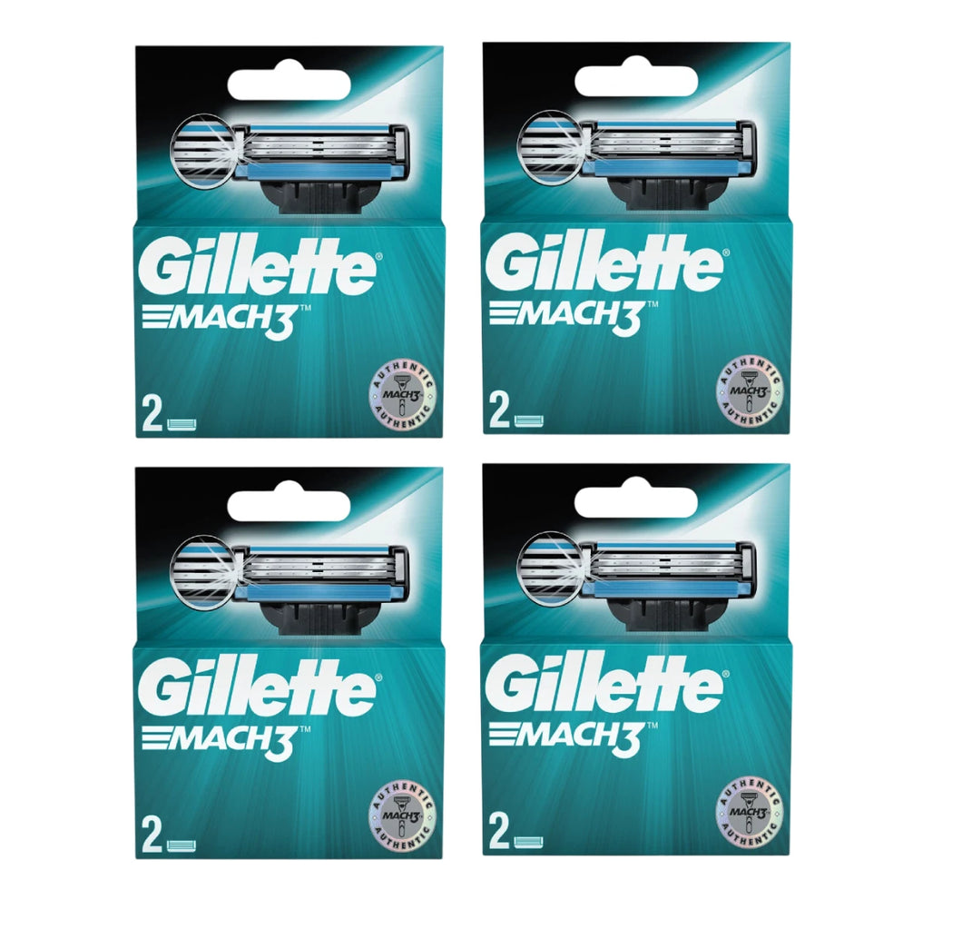 Gillette Mach3 Razor Blade Refill ,Manual Razor Men , 8 count (4 Packs of 2)