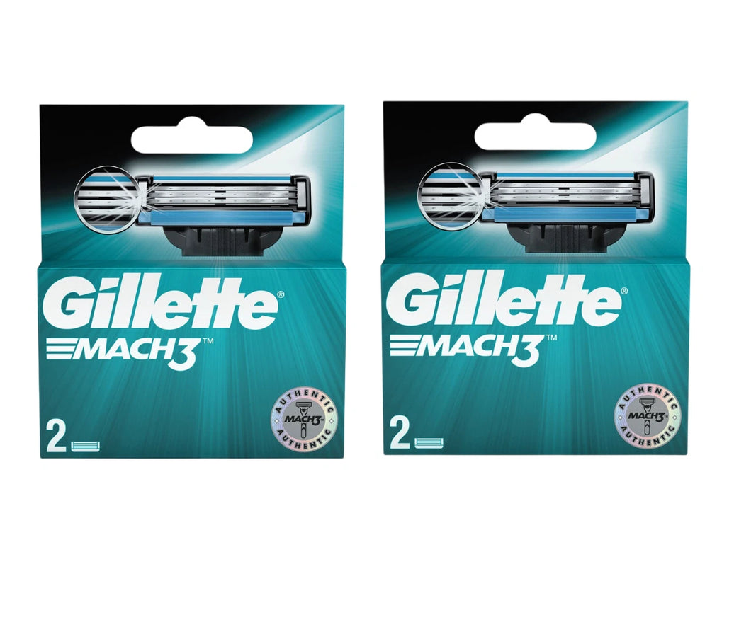 Gillette Mach3 Razor Blade Refill ,Manual Razor Men , 4 count (2 Packs of 2)