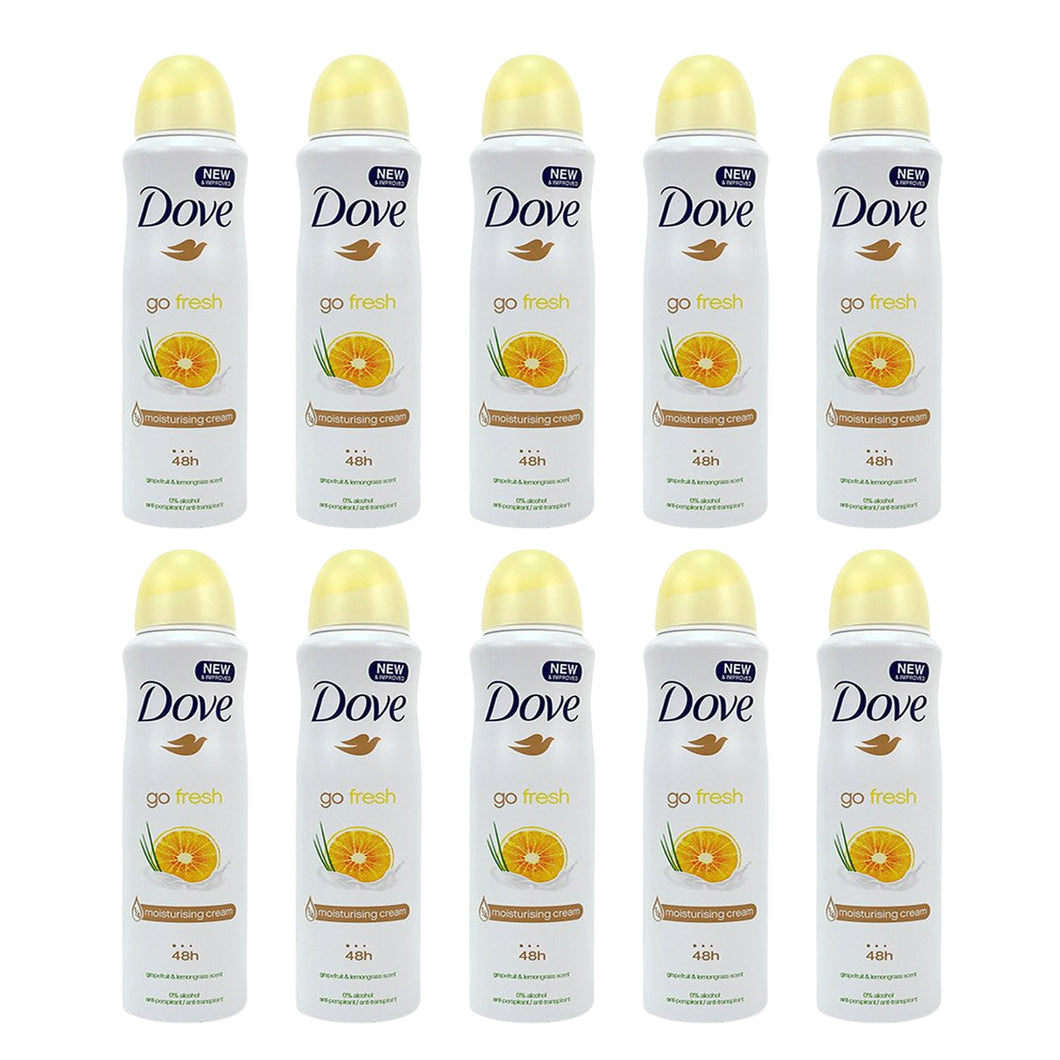 Dove Deodorant Body Spray Grapefruit & Lemongrass 5.07oz - 10 Pack