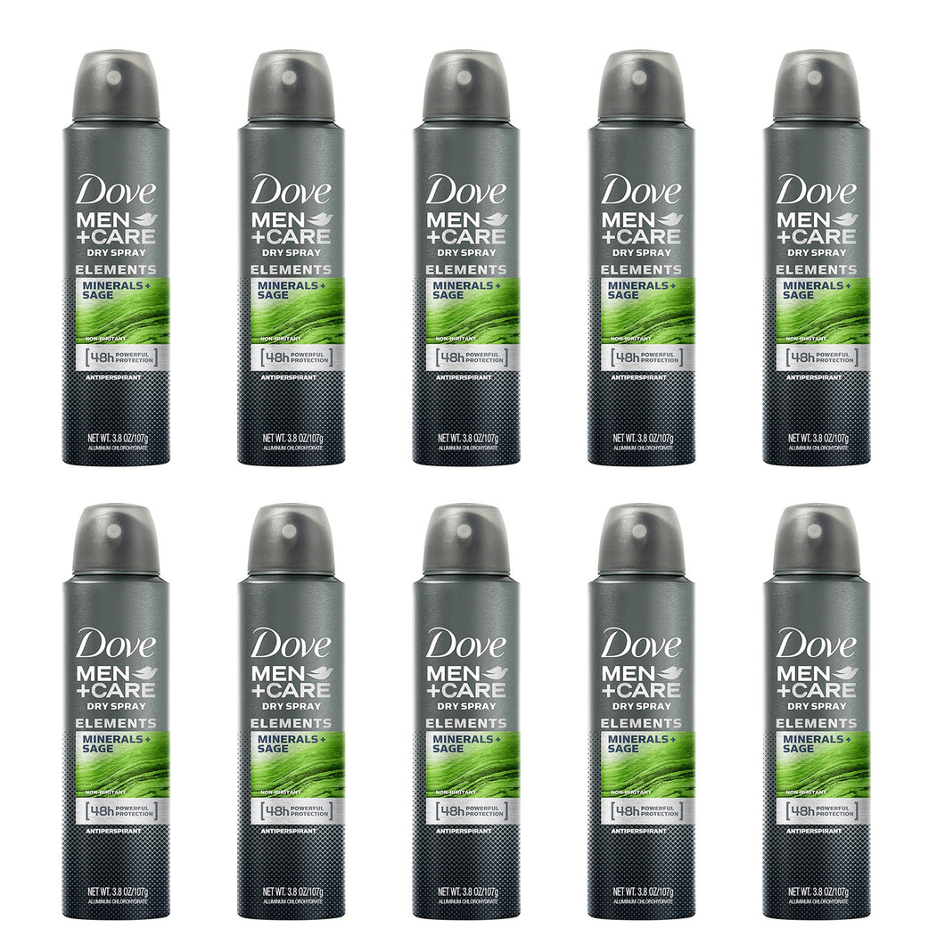 Dove Deodorant Body Spray Men Care Minerals Sage 5.07oz - 10 Pack
