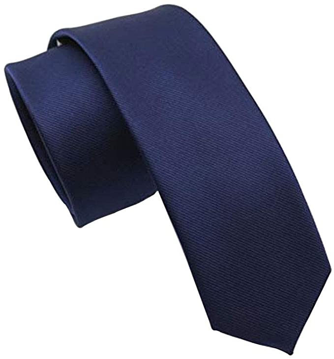 Mens Slim Tie Fashion Skinny Necktie Solid Color 2.4'' Width (6cm) Navy Blue (1-Pack)