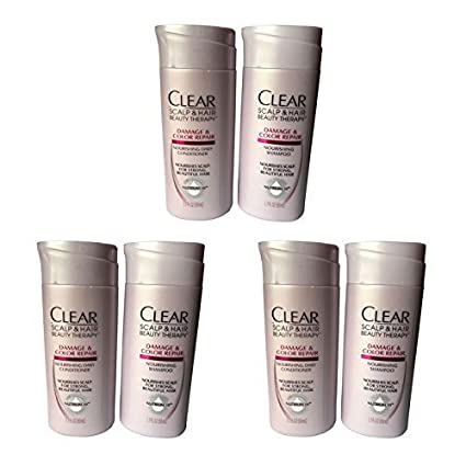 Clear Travel Size Shampoo + Conditioner, 1.7oz - 3 Sets (6 Bottles)