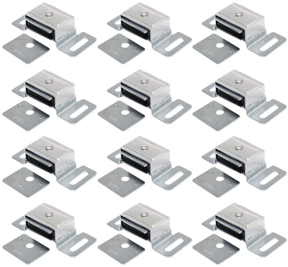 Litepak Magnetic Catch for Cabinet Doors Cupboards Drawers Shutters w/Metal Housing + Strike Plate & Screws (12 Pack)