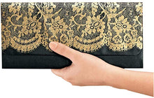 Load image into Gallery viewer, Women Clutch Envelope Handbag Party Elegant Black Gold Lace Evening Purse Bag Nylon Satin Interior
