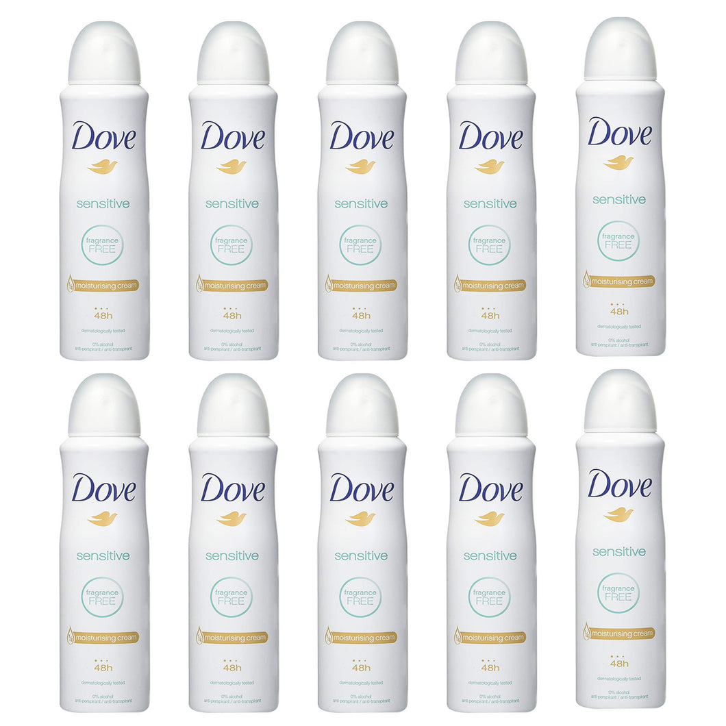 Dove Deodorant Body Spray Sensitive 5.07oz - 10 Pack