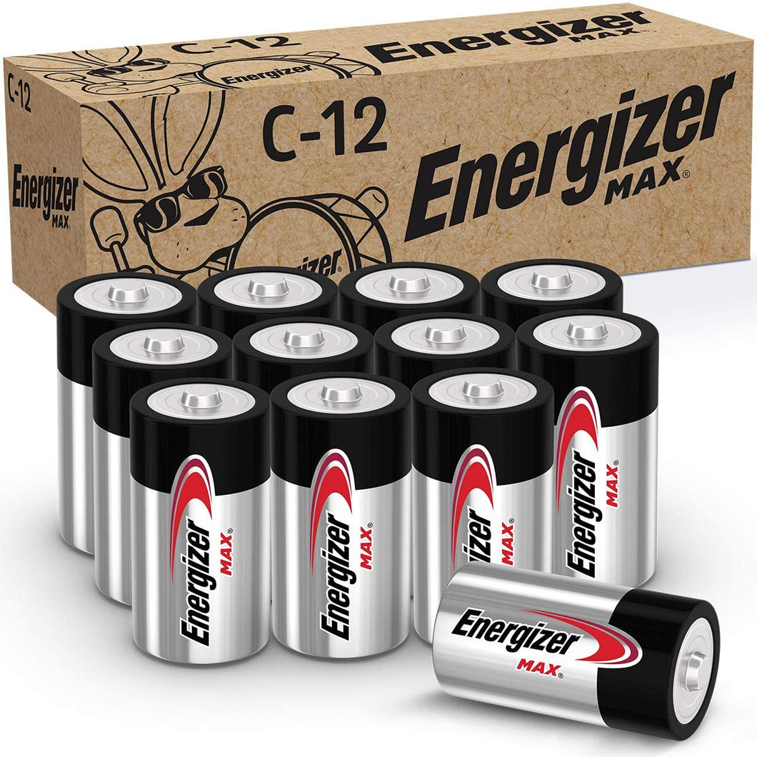 Energizer MAX C Batteries, Premium Alkaline C Cell Batteries (12 Battery Count)