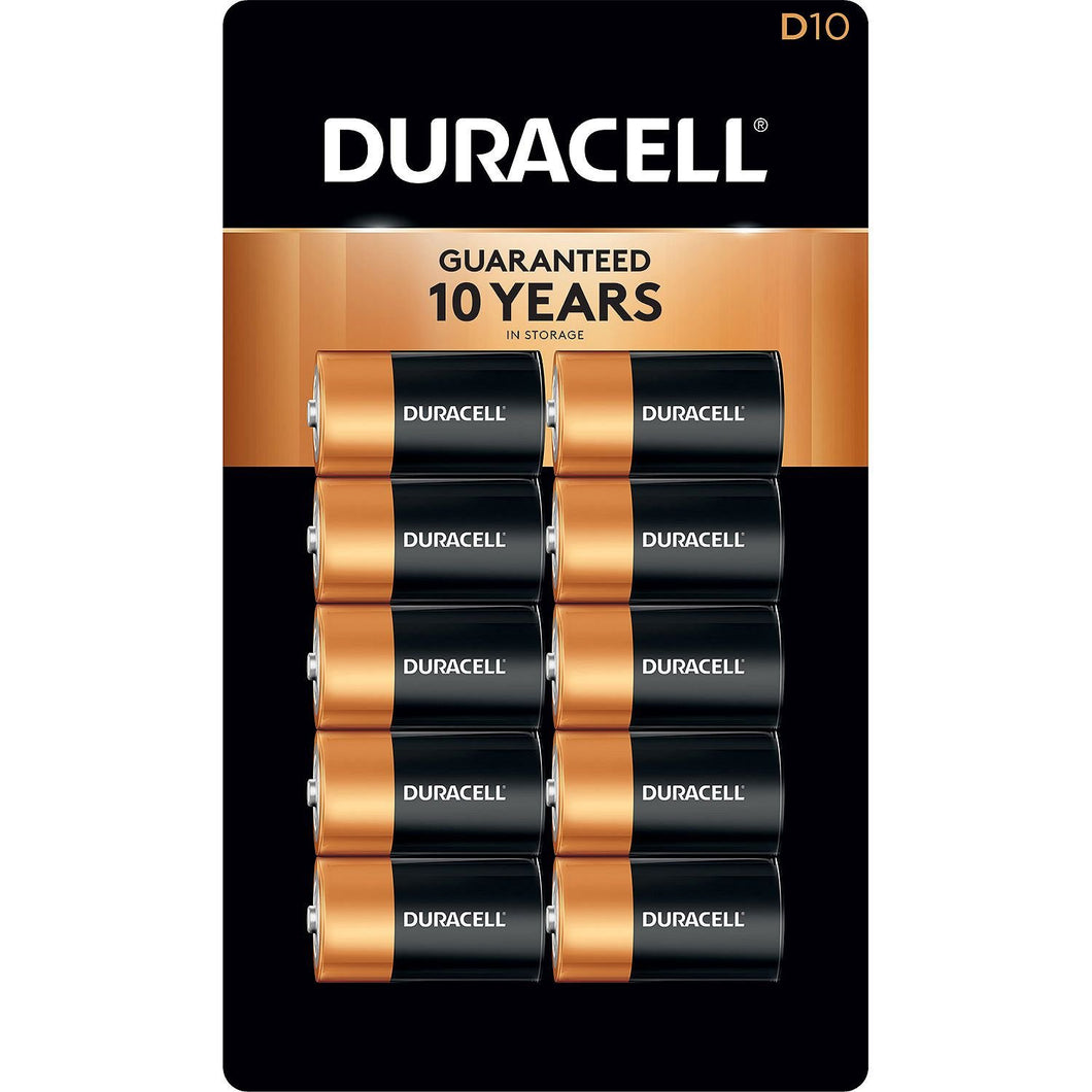 Duracell Coppertop Alkaline D Batteries 10 Pack
