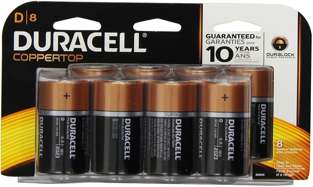 Duracell Coppertop D Alkaline Batteries 8 Count