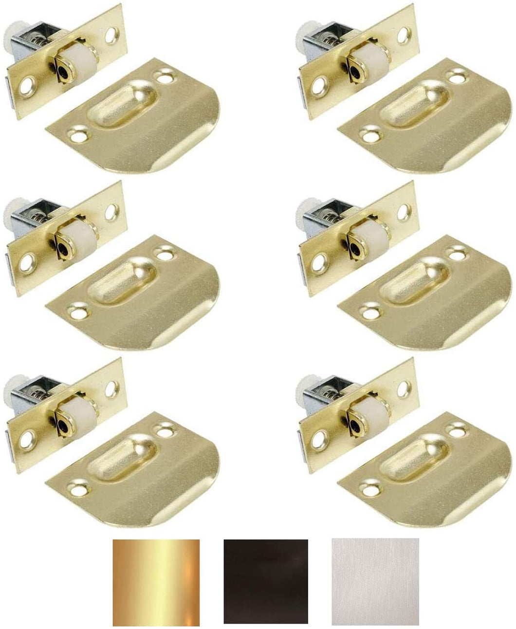 Litepak Adjustable Roller Catch - 6 Pack, Brass Plated