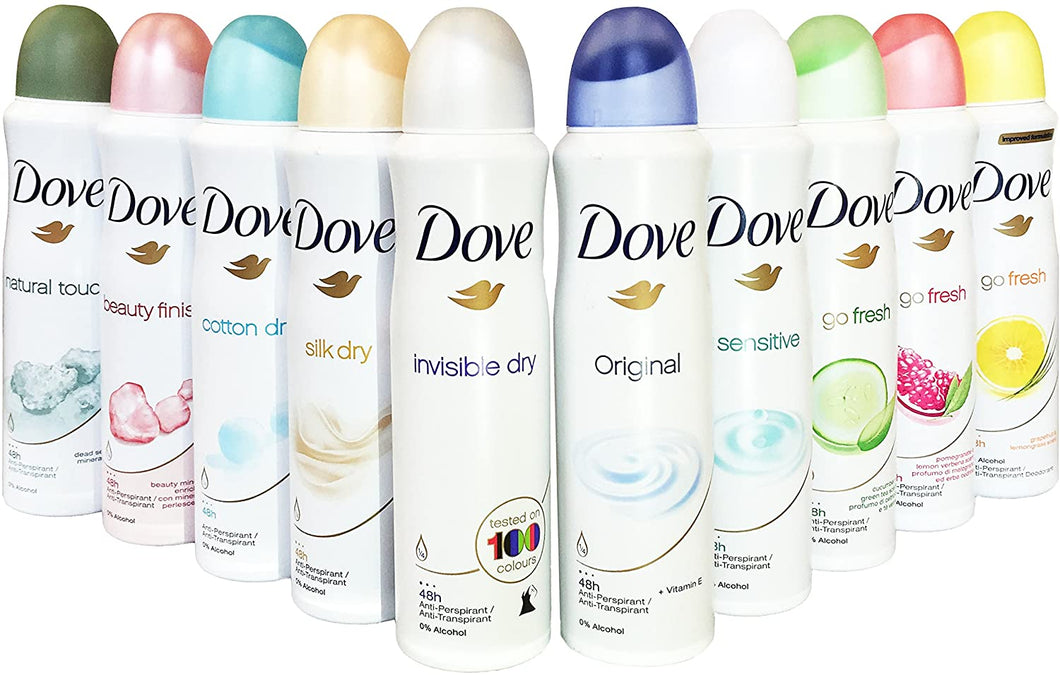 Dove Deodorant Spray Assorted - 10 Pack