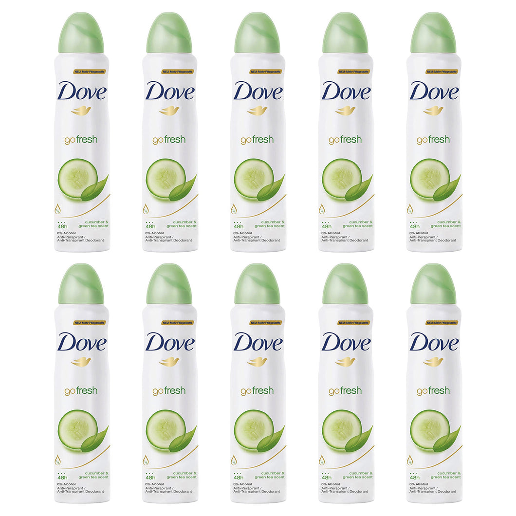 Dove Deodorant Body Spray Cucumber & Green Tea 5.07oz - 10 Pack