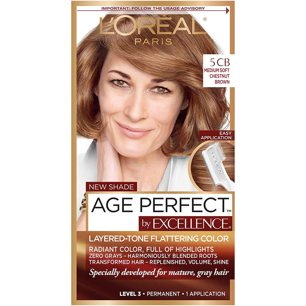 L'Oreal Paris Excellence Age Perfect Layered Tone Flattering Color, 5CB Medium Chestnut Brown