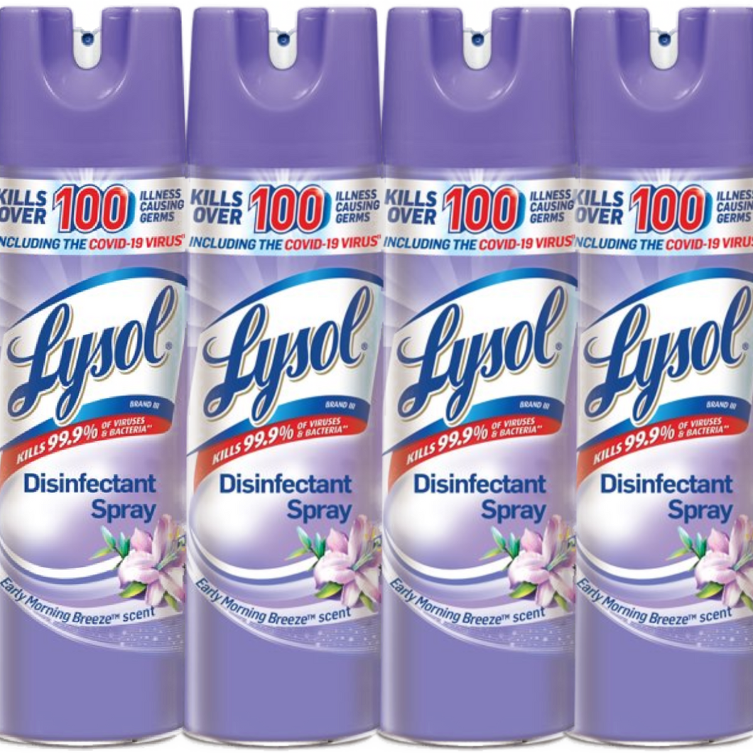 Lysol Spray, Early Morning Breeze, 19 oz, 4 Count