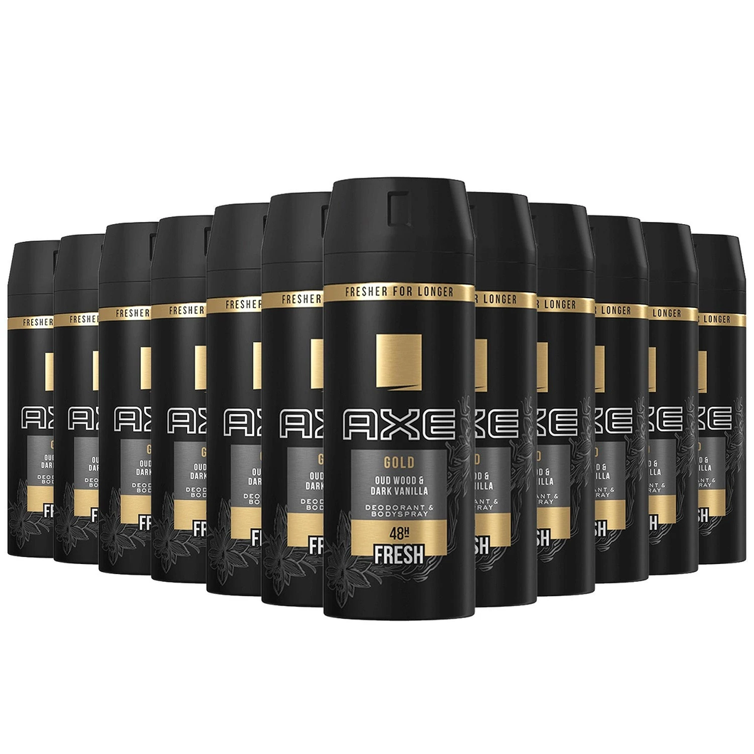 Axe Body Spray Gold Oud Wood & Dark Vanilla 5oz - 12 Pack