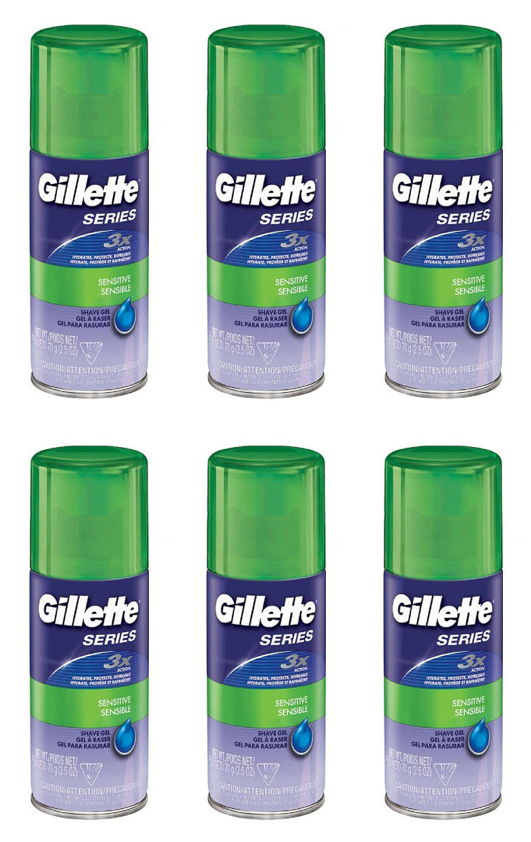 Gillette Series Sensitive Shave Gel Travel Size 2.5oz (6-Pack)